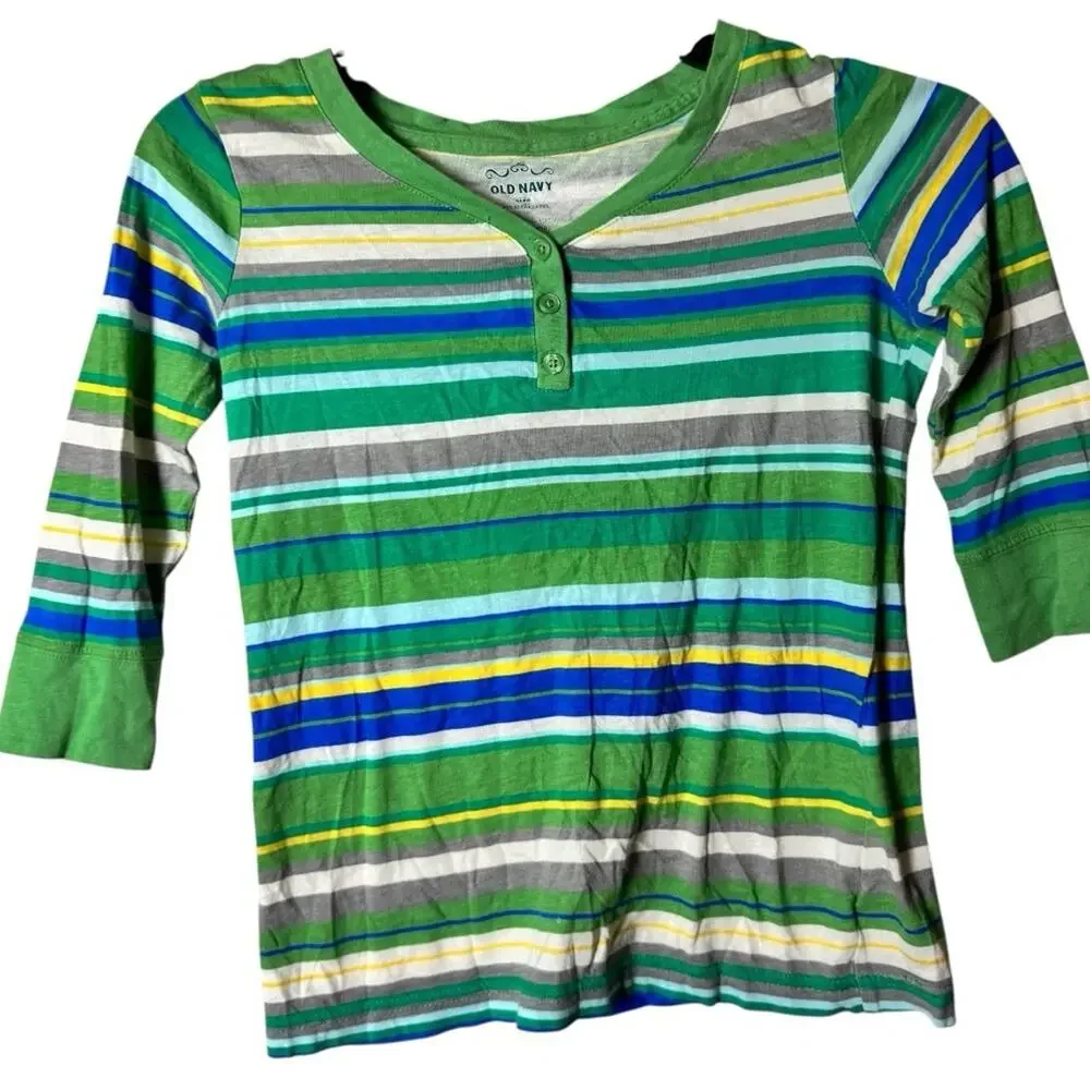 Old Navy Girls Multicolor Striped Henley Sz M